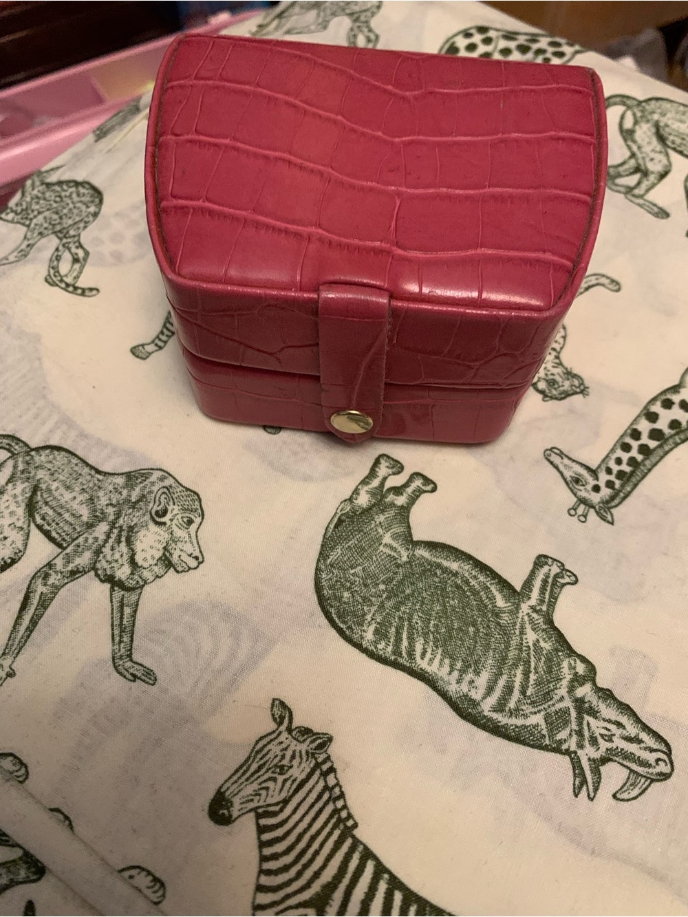 Pink Croc-Embossed Jewelry Travel Case - Unbranded